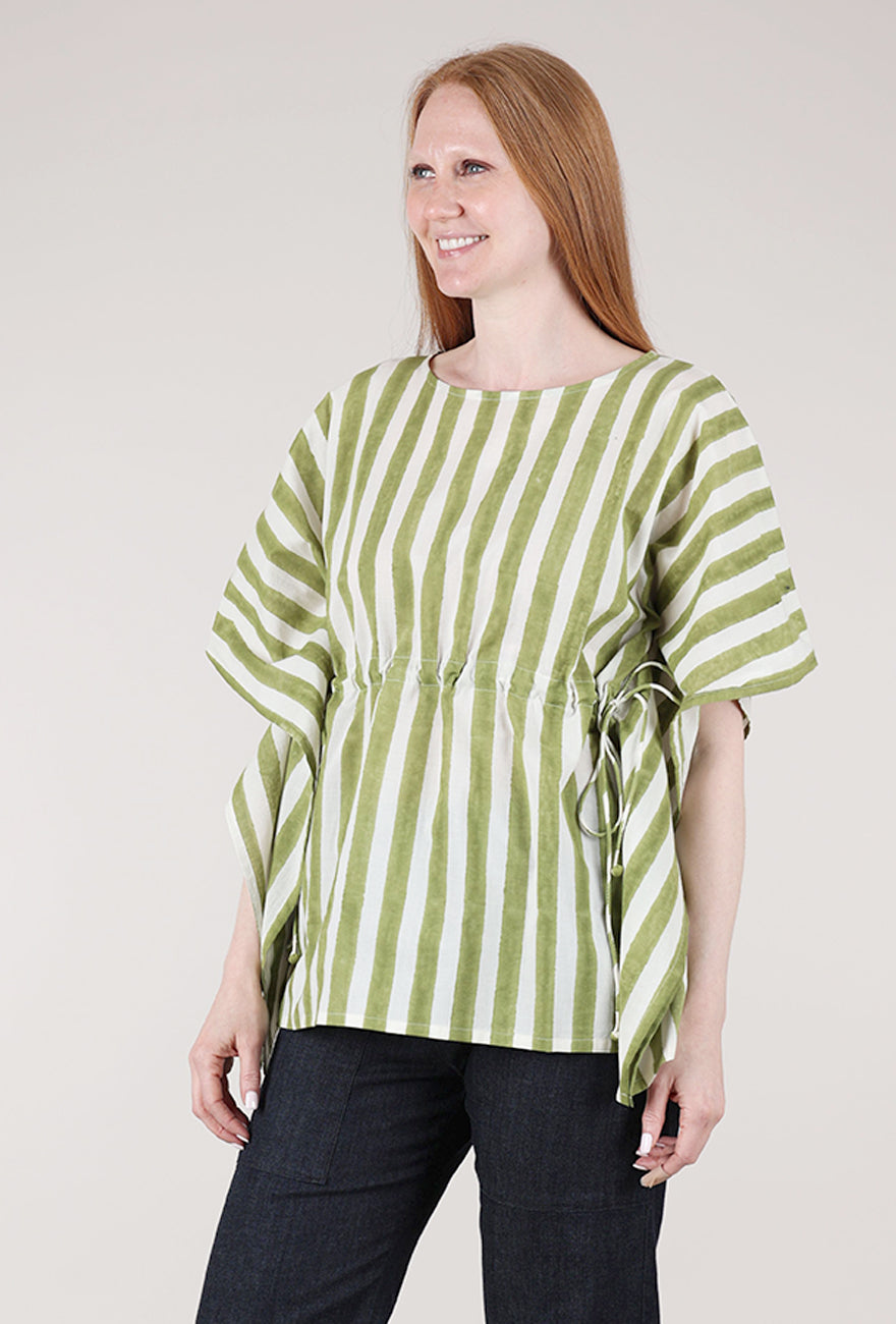 Mata Traders Darcey Caftan Top, Green Stripe 