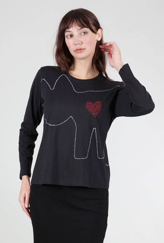 Cats With a Heart Madre L/S Tee, Black 