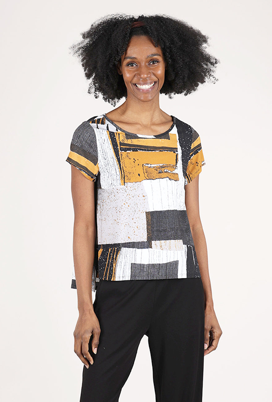 Olivia by Habitat Arthouse Knits Picasso Cap-Sleeve Tee, Neutral 