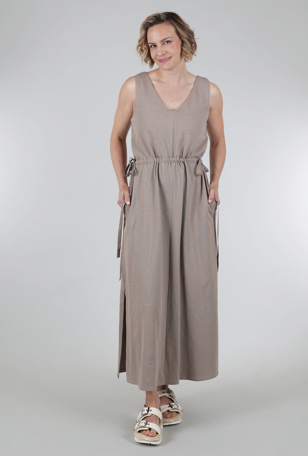 Lilla P Drawcord Waist Maxi Dress, Driftwood 