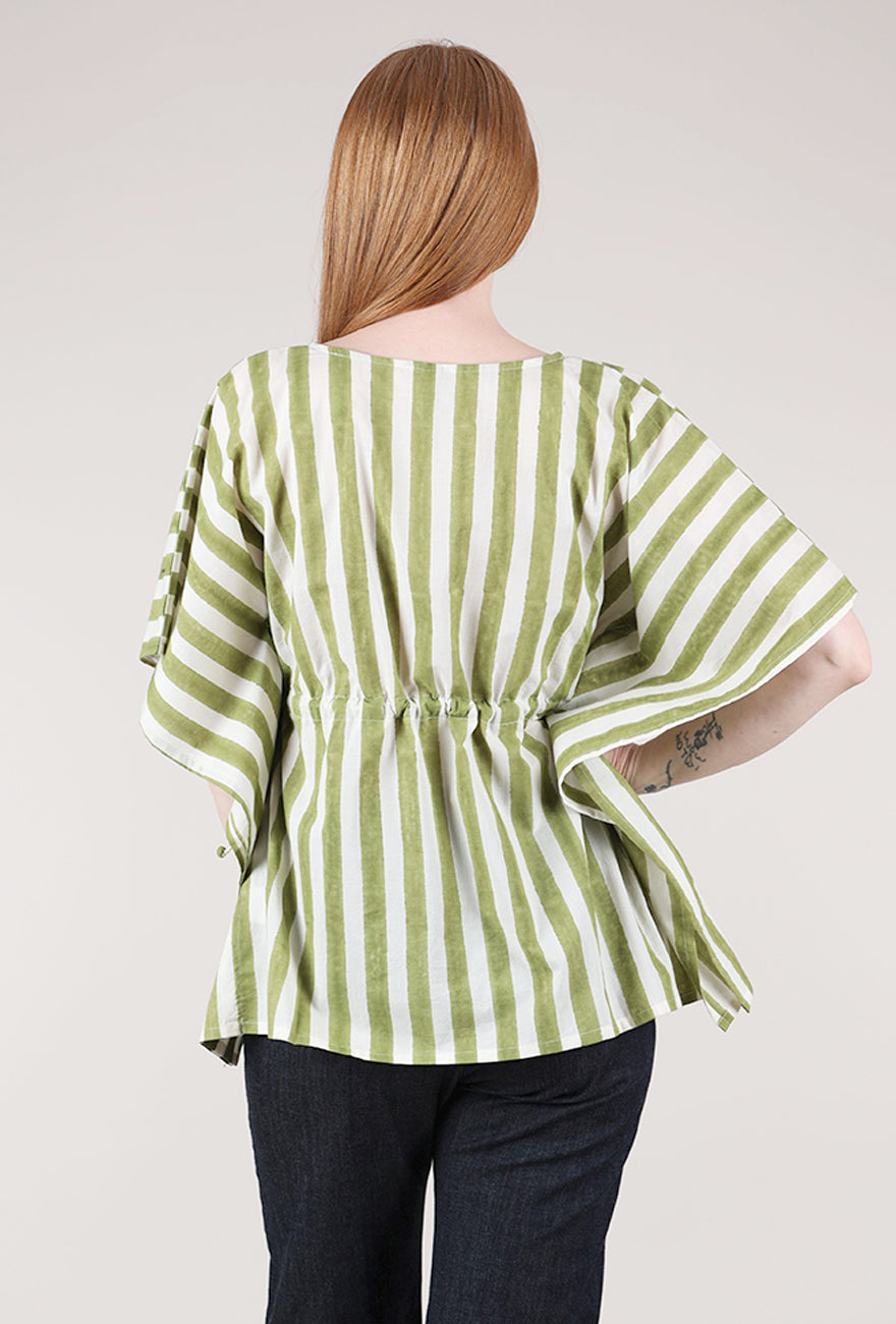 Mata Traders Darcey Caftan Top, Green Stripe 