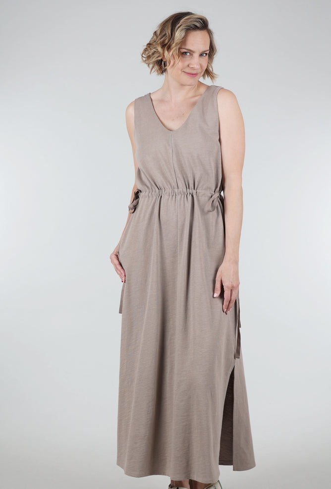 Lilla P Drawcord Waist Maxi Dress, Driftwood 