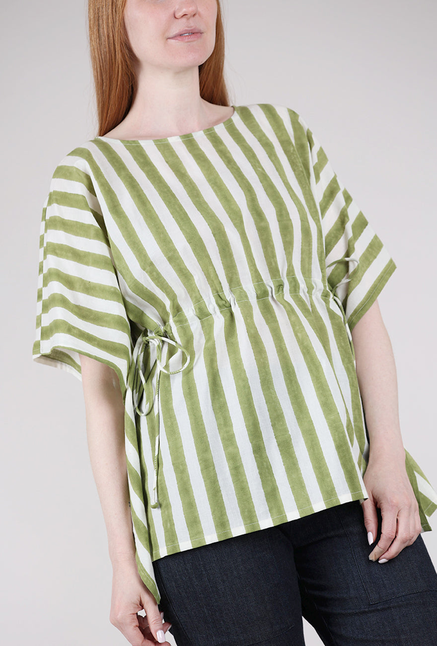 Mata Traders Darcey Caftan Top, Green Stripe 
