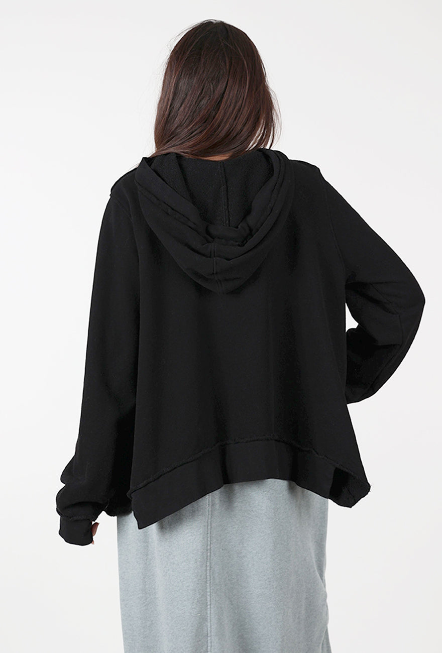 Hooded Sweat Jacket, Black Angle 3
