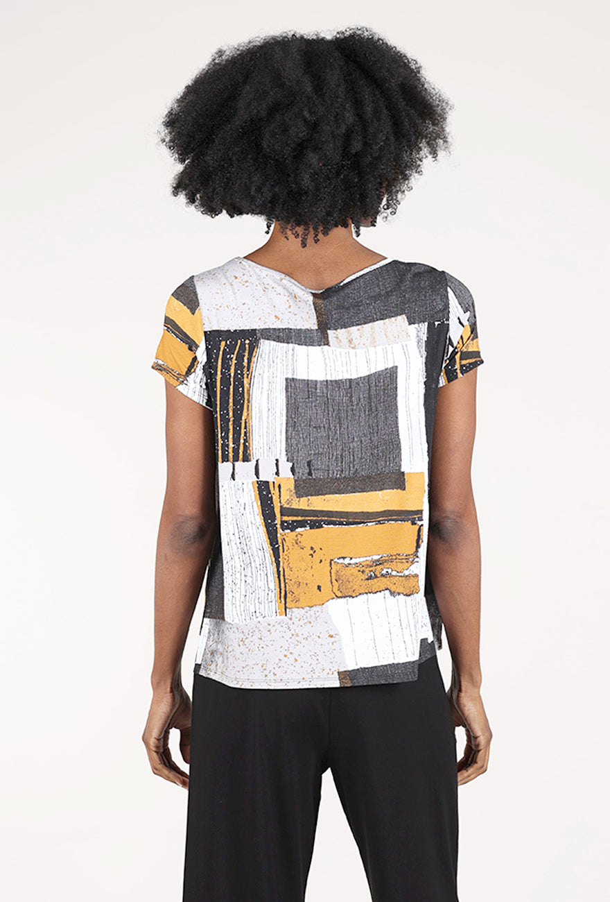 Olivia by Habitat Arthouse Knits Picasso Cap-Sleeve Tee, Neutral 