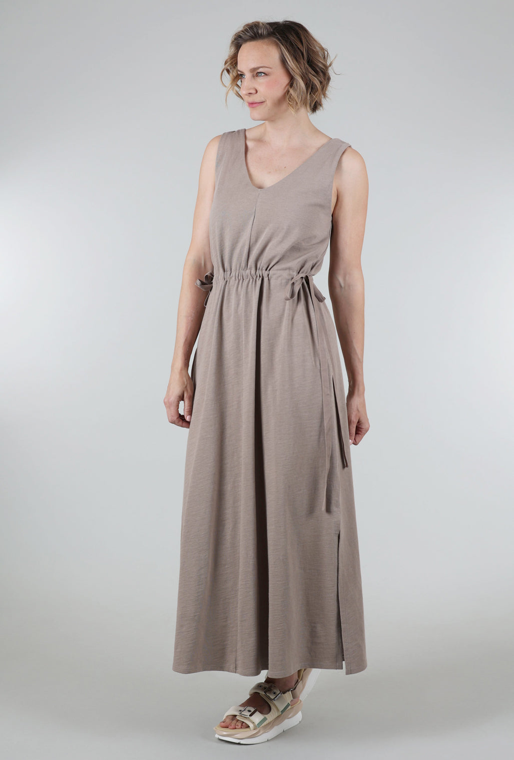 Lilla P Drawcord Waist Maxi Dress, Driftwood 