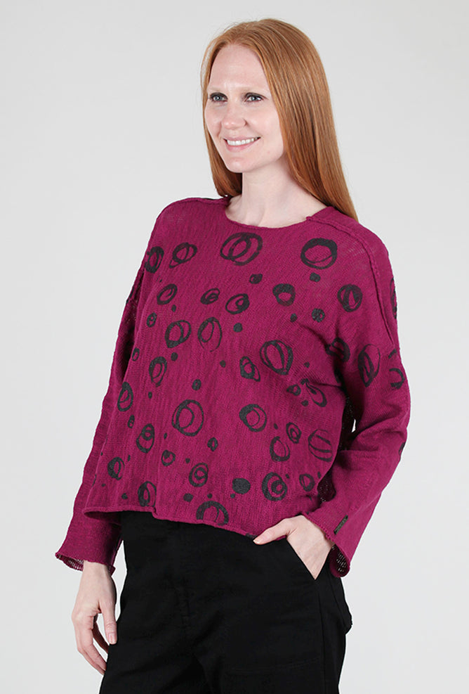 Paper Temples Nelson Sweater, Berry/Circles One Size Berry