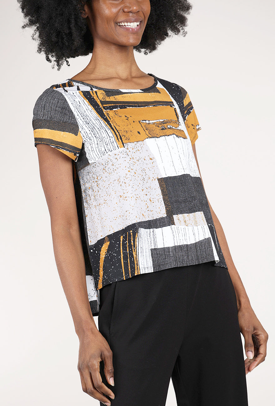 Olivia by Habitat Arthouse Knits Picasso Cap-Sleeve Tee, Neutral 