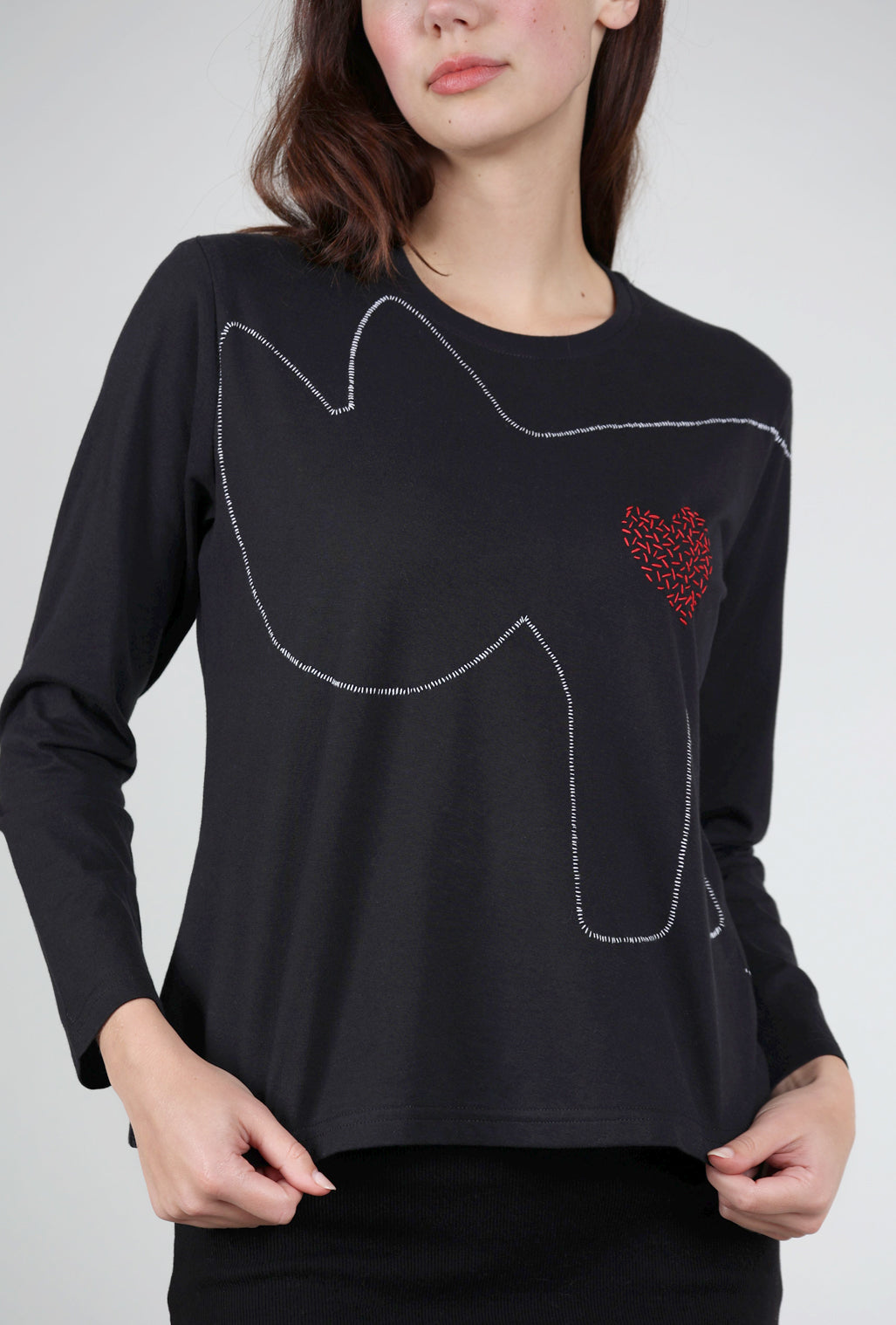 Cats With a Heart Madre L/S Tee, Black 