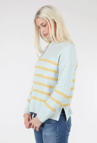 Lilla P Lofted Stripe Pullover, Iceberg Stripe 