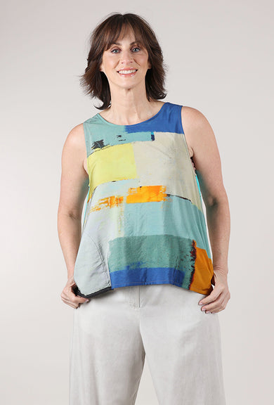 3 Potato Signature Print Tank, Yellow/Blue 