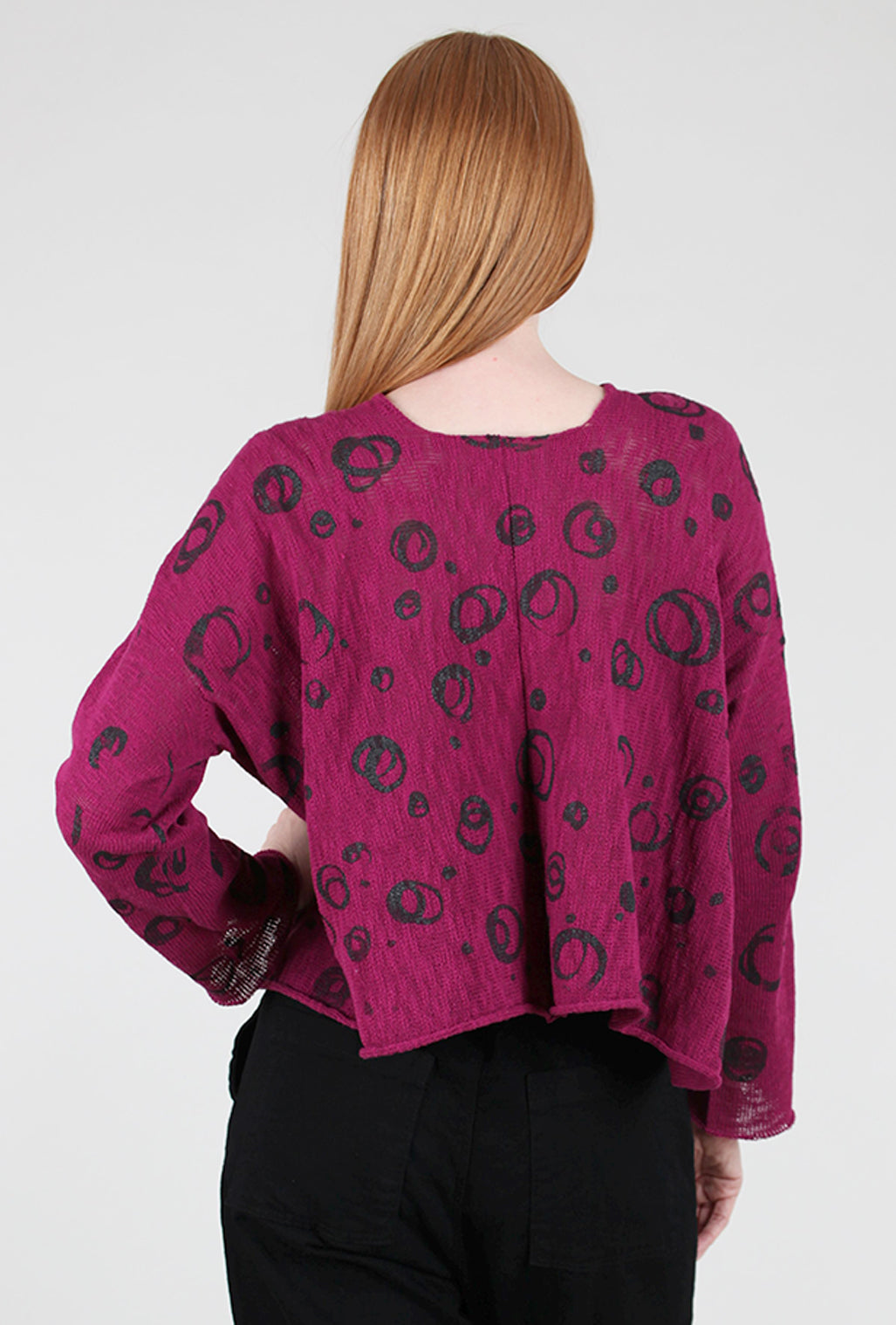 Paper Temples Nelson Sweater, Berry/Circles One Size Berry