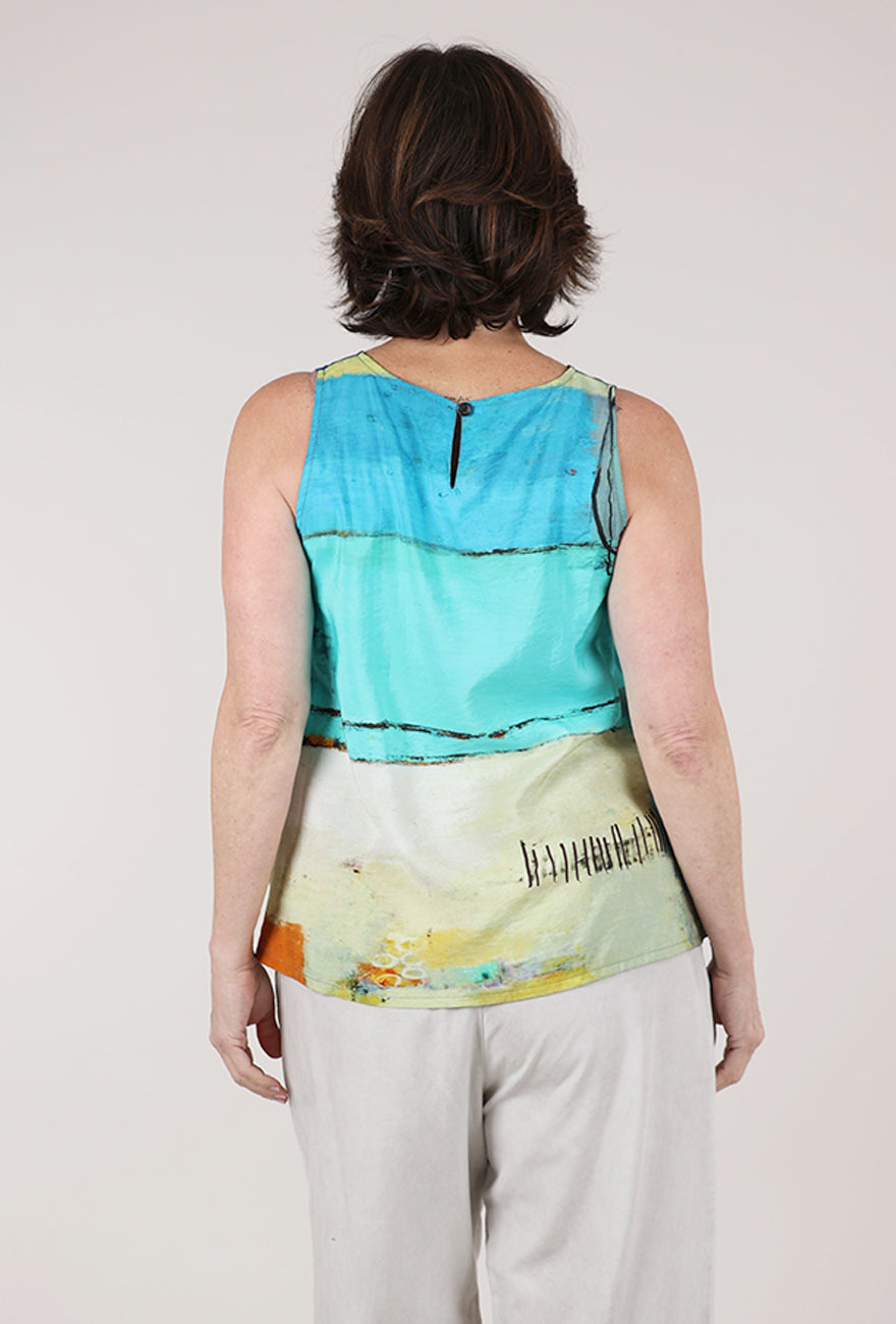 3 Potato Signature Print Tank, Yellow/Blue 