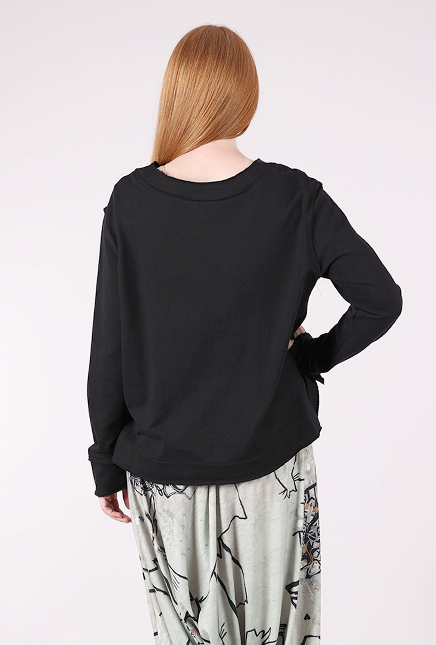 Planet Crop Drawstring Top, Black 