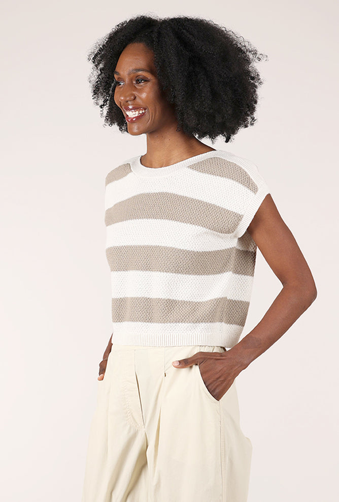 Grade & Gather Drop Shoulder Stripe Sweater, Dry Herb 