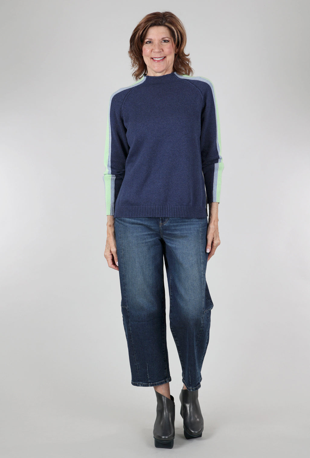 Zaket & Plover Contrast Funnel Neck, Denim 