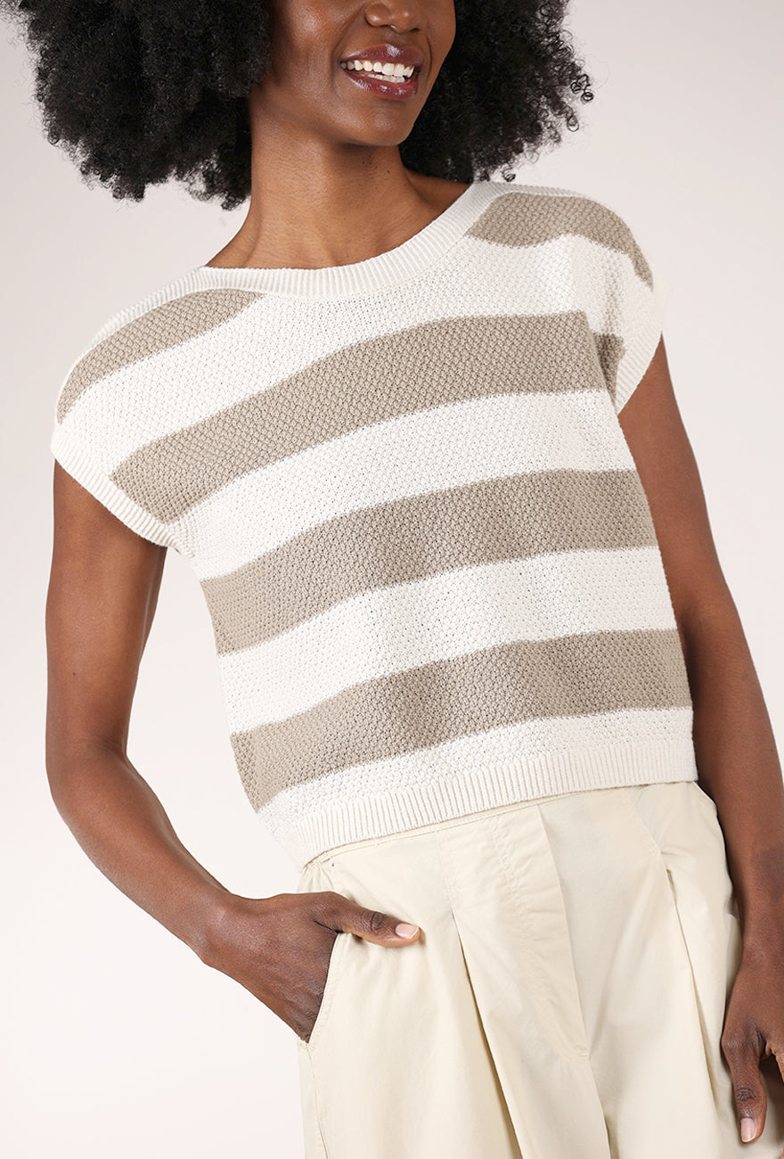 Grade & Gather Drop-Shoulder Stripe Sweater, Dry Herb 