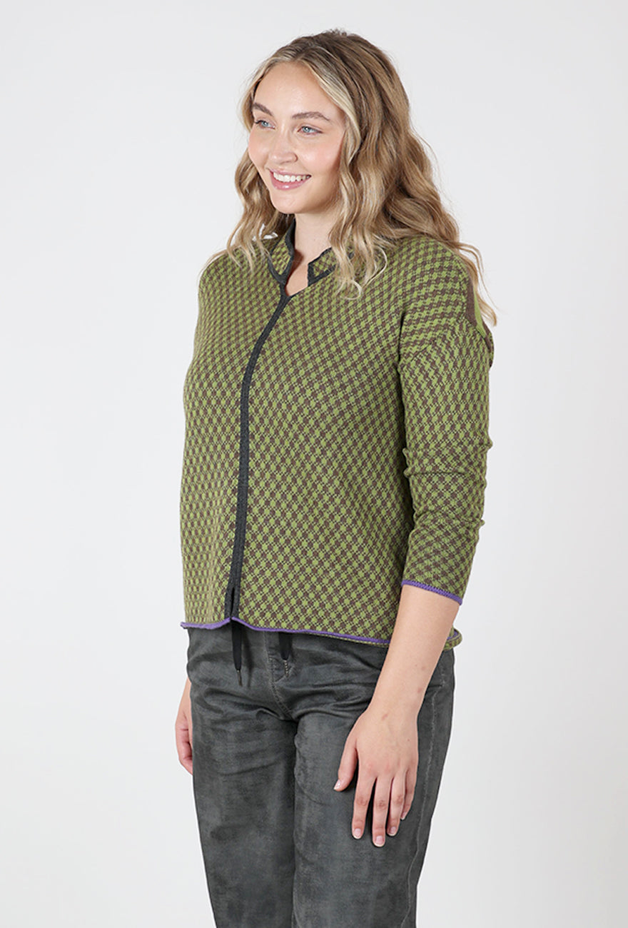 Checkmate Nehru Collar Sweater, Cocoa