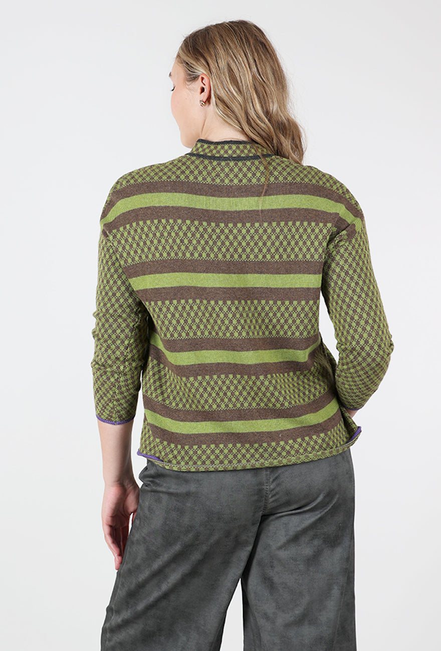 Checkmate Nehru Collar Sweater, Cocoa
