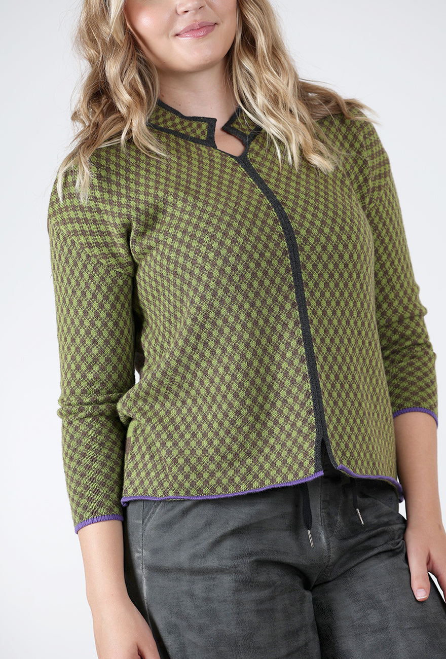 Checkmate Nehru Collar Sweater, Cocoa Angle 4