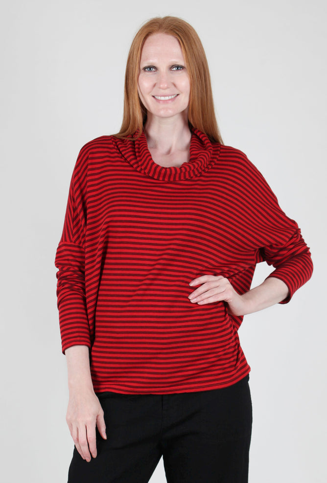 Cut Loose Stripe Fleece Cowl, Holiday Red 