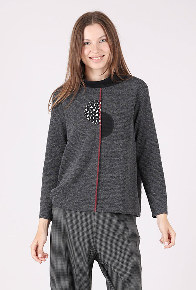 Christopher Calvin Shifted Dot Knit Top, Gray 