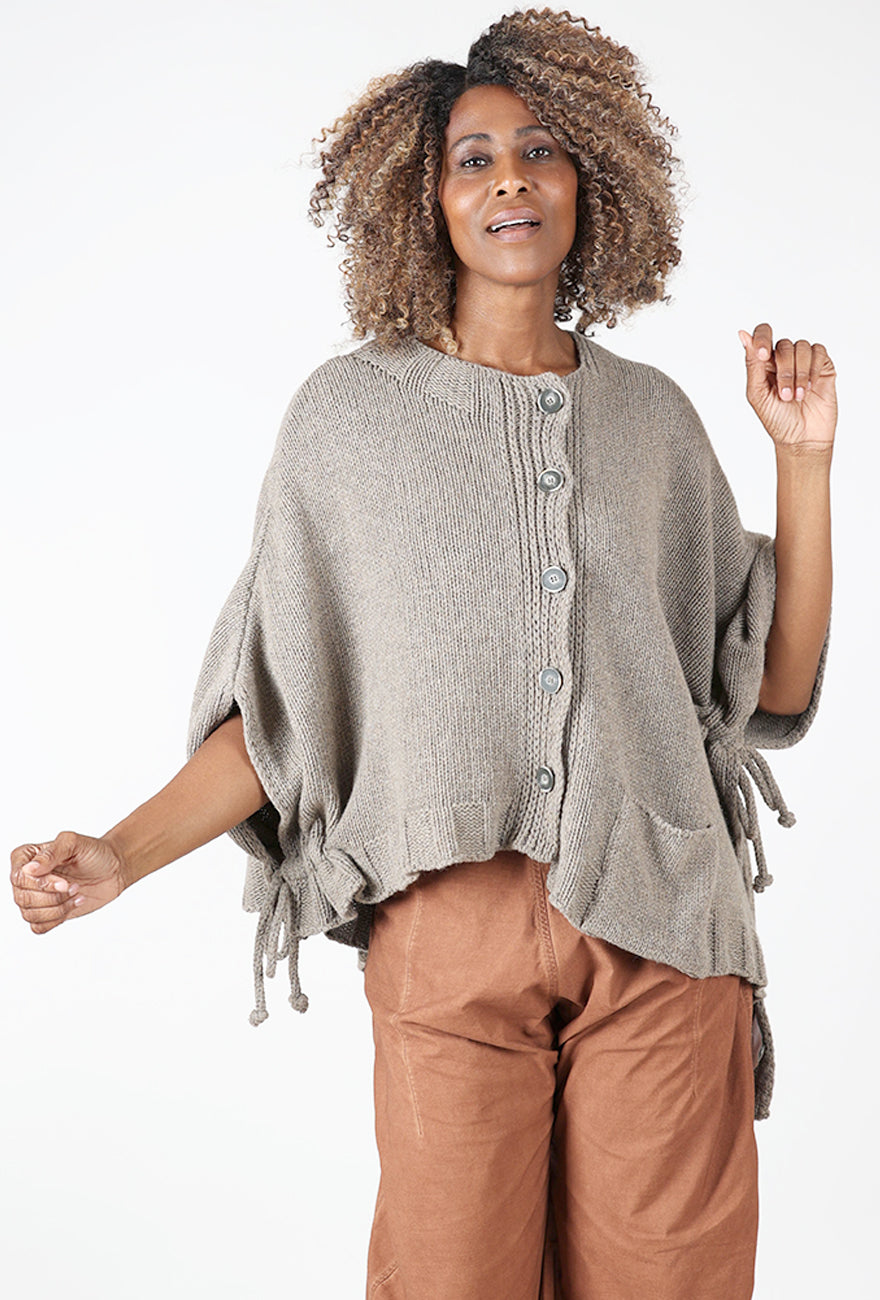 Lurdes Bergada Chunky Knit Cape, Toasted 