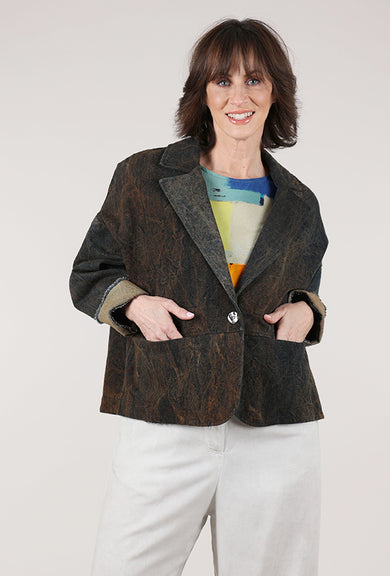 Sanctamuerte Hand-Dyed Denim Boxy Blazer, Denim Tabac 