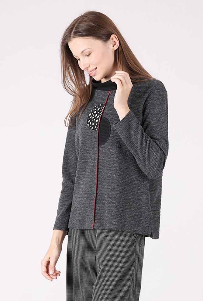 Christopher Calvin Shifted Dot Knit Top, Gray 