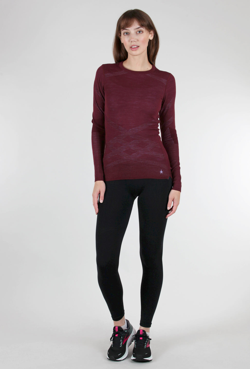 Smartwool Intraknit Thermal Pattern Crew, Black Cherry/Violet 