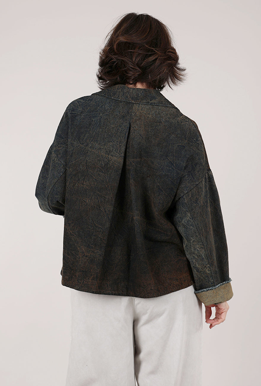 Sanctamuerte Hand-Dyed Denim Boxy Blazer, Denim Tabac 