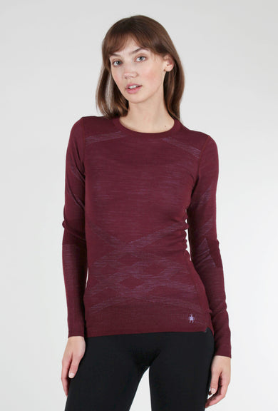 Smartwool Intraknit Thermal Pattern Crew, Black Cherry/Violet 