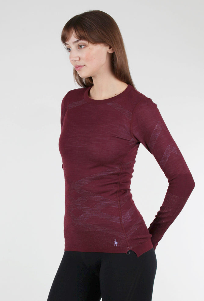 Smartwool Intraknit Thermal Pattern Crew, Black Cherry/Violet 