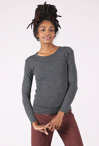 By Basics Merino First Layer Top, Anthracite Melange 
