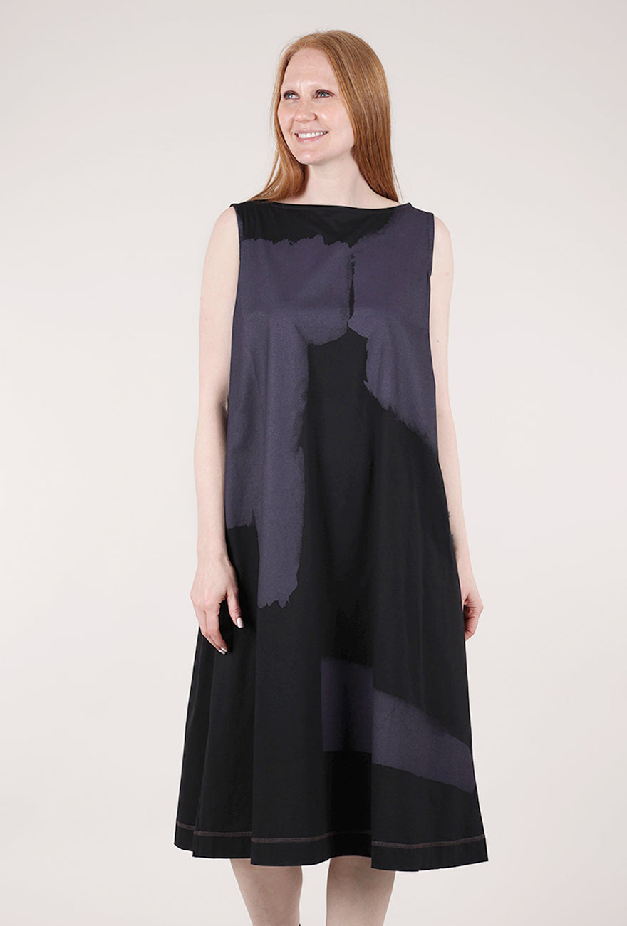 Moyuru S/L Jersey Print Dress, Black/Purple 