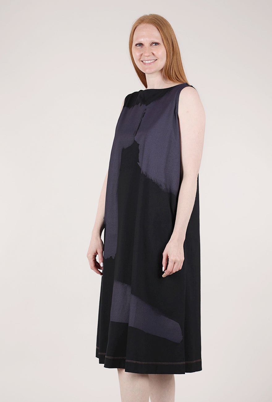 Moyuru S/L Jersey Print Dress, Black/Purple 