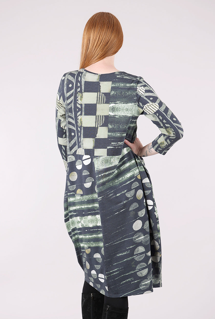 Grizas Jersey Lantern Dress, Forest Block 