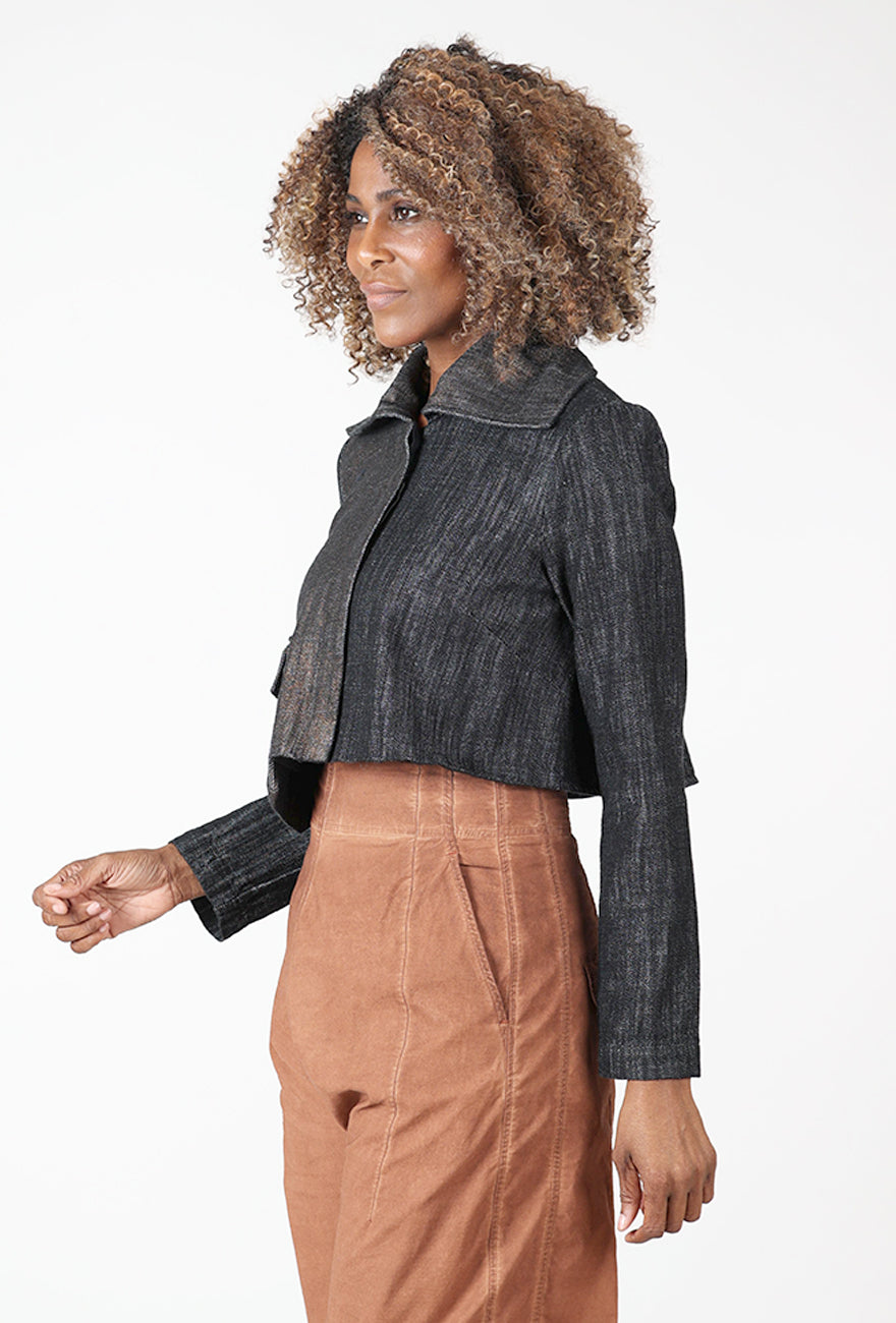 Kedziorek Copper Accent Cropped Jacket, Denim 