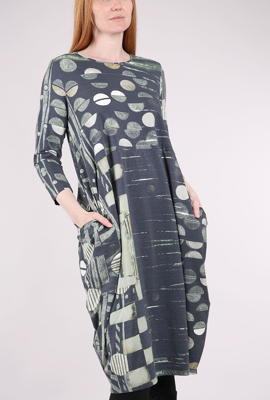 Grizas Jersey Lantern Dress, Forest Block 