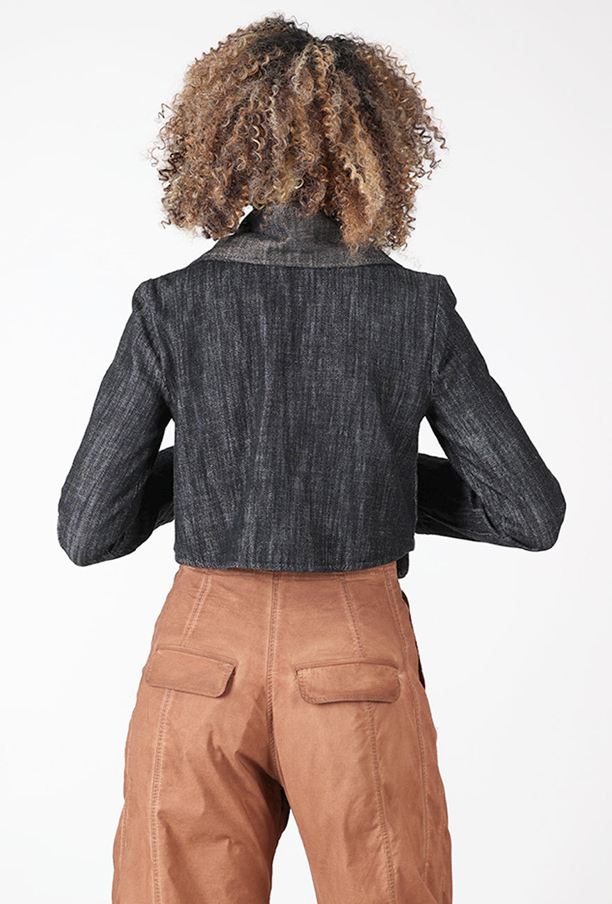 Kedziorek Copper Accent Cropped Jacket, Denim 