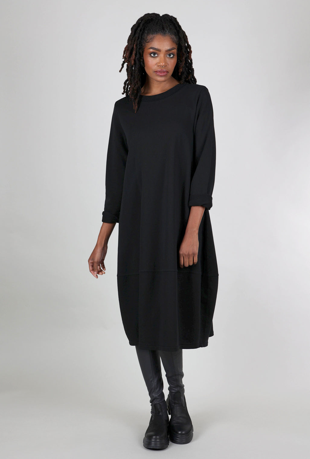 Baci Midi Sweatshirt Dress, Black 