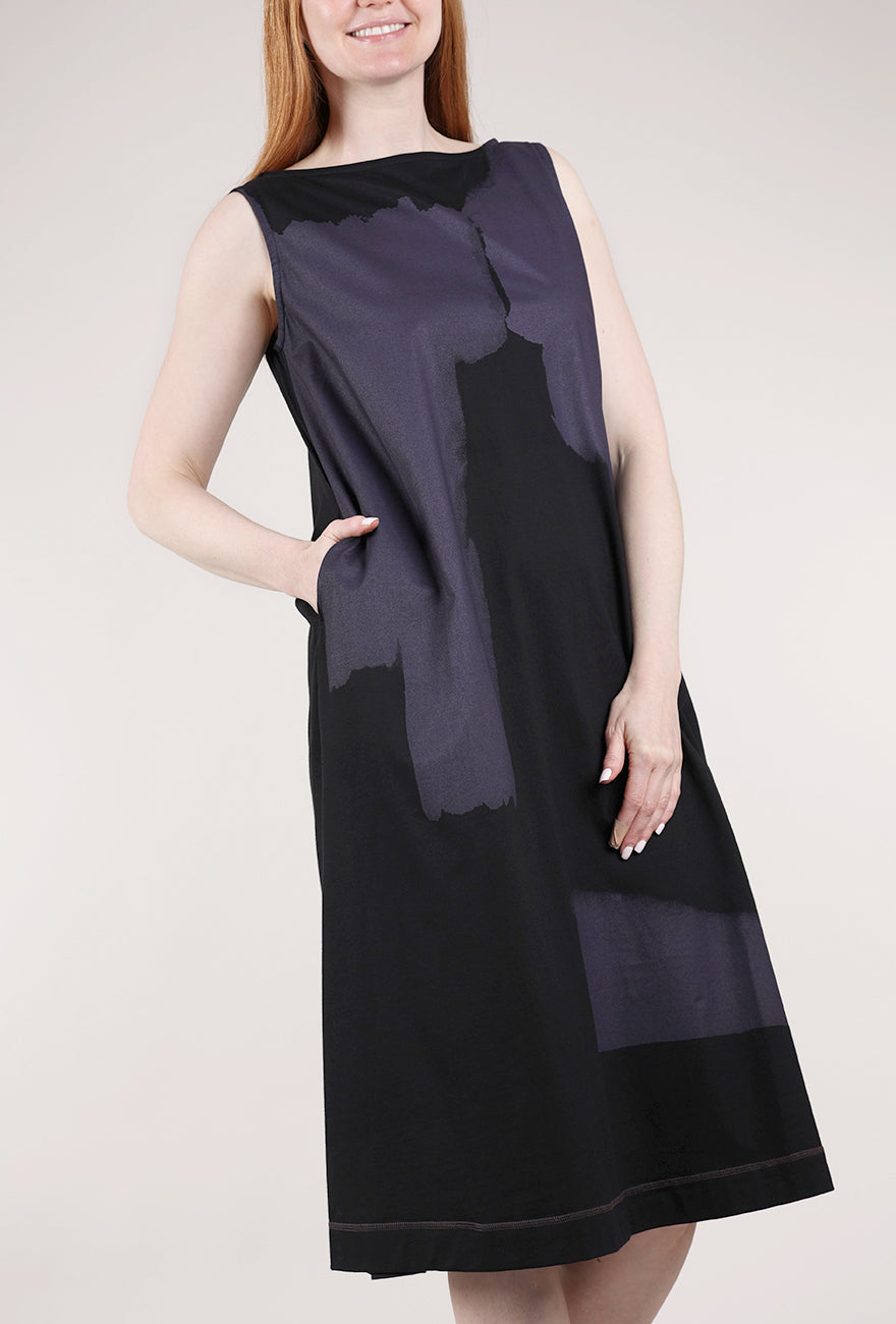 Moyuru S/L Jersey Print Dress, Black/Purple 