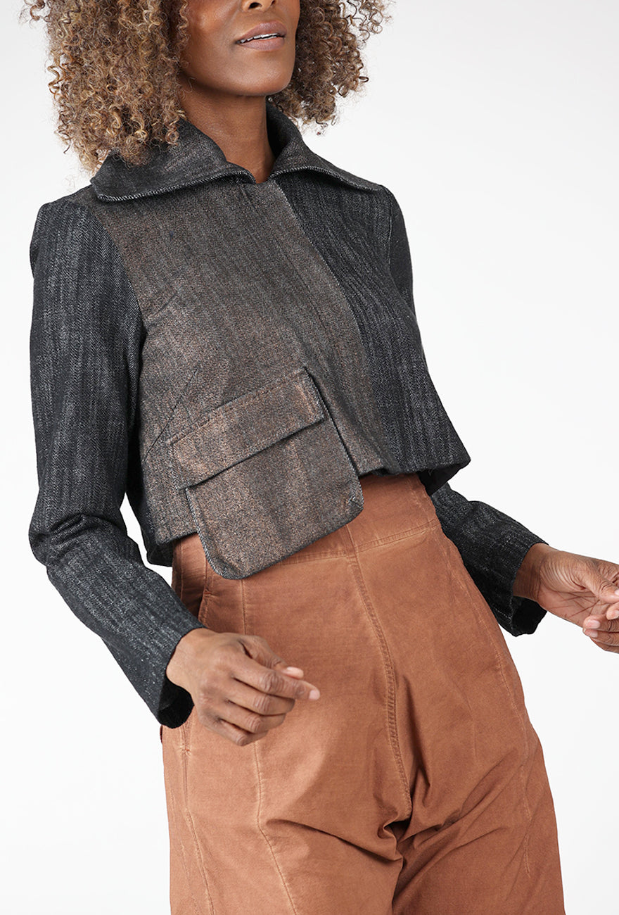 Kedziorek Copper Accent Cropped Jacket, Denim 