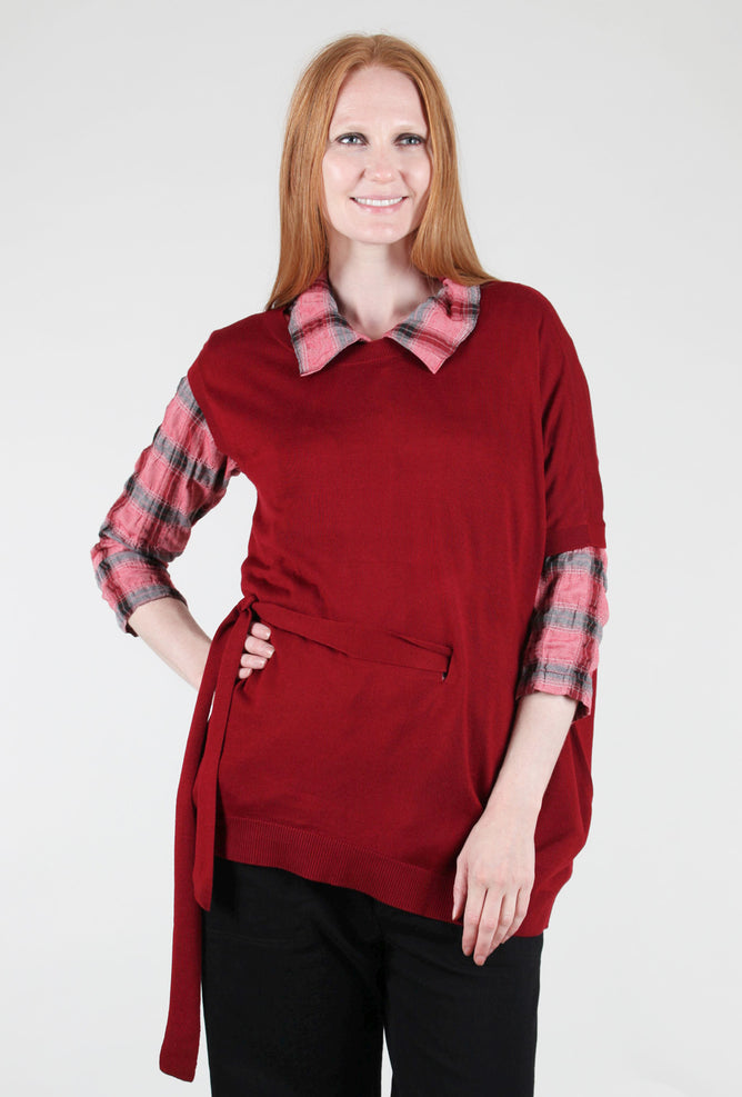 M. Rena Asym Tie-Detail Sweater, Red 