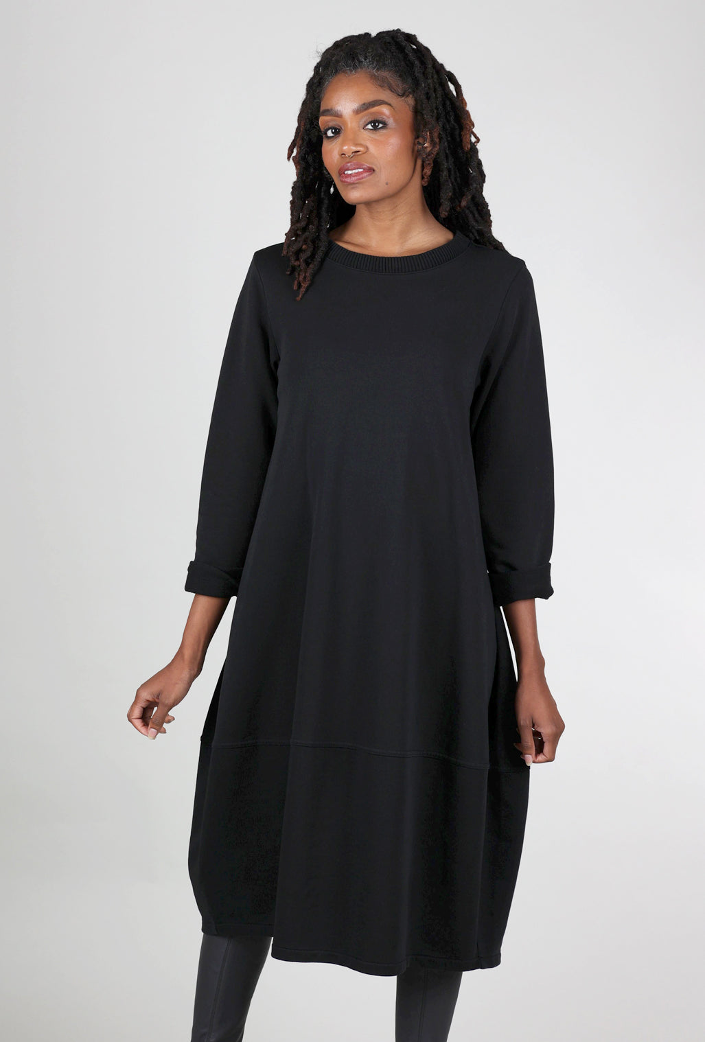 Baci Midi Sweatshirt Dress, Black 