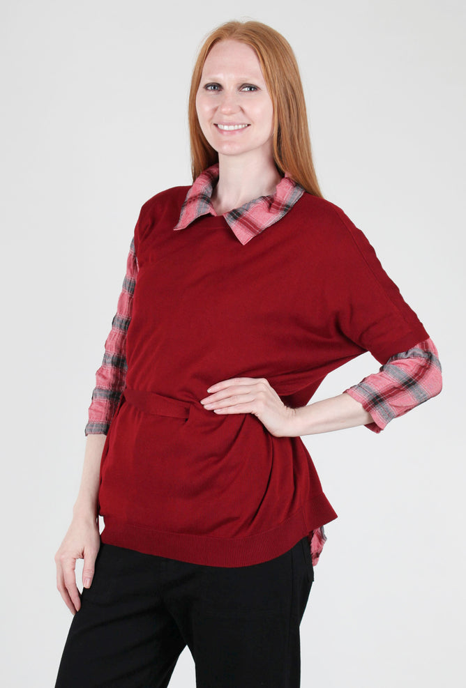 M. Rena Asym Tie-Detail Sweater, Red 