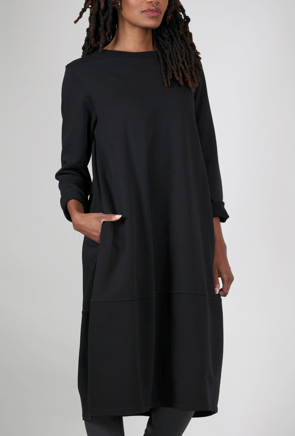 Baci Midi Sweatshirt Dress, Black 