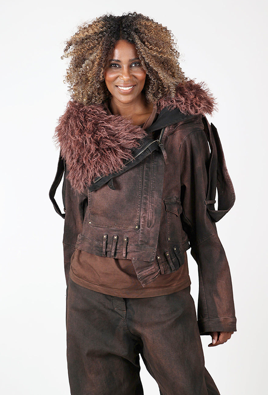 Furry Collar Furiosa Jacket, Henna Cloud