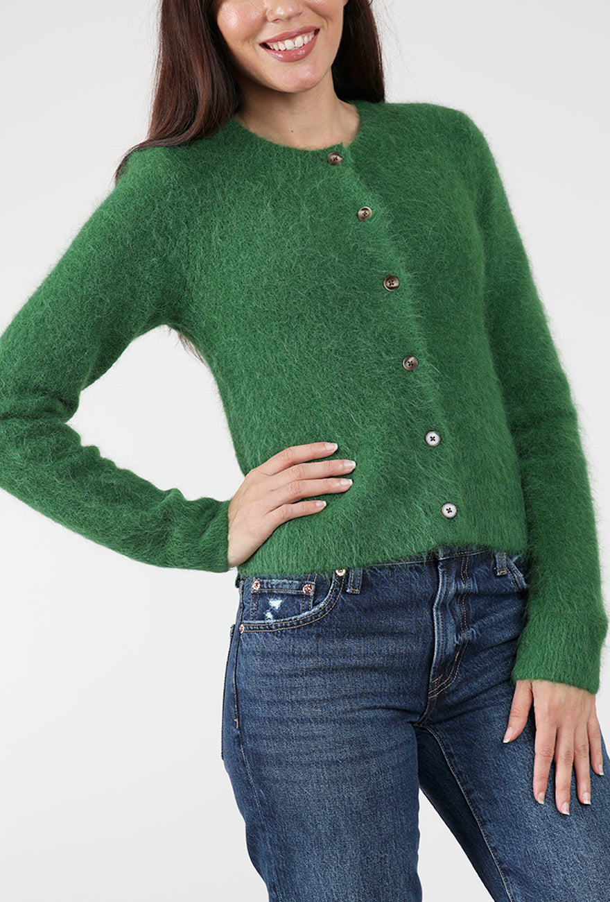 Yara Alpaca Blend Shrunken Cardie, Vivid Moss Angle 4