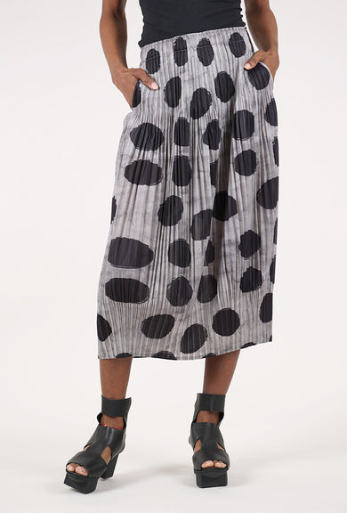 Vanite Couture Pleated Dots Lantern Skirt, Gray/Black 